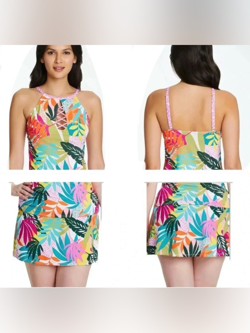 Bleu Rod Beattie Wild At Heart Key Hole High Neck Tankini Top and Skirted Bottom